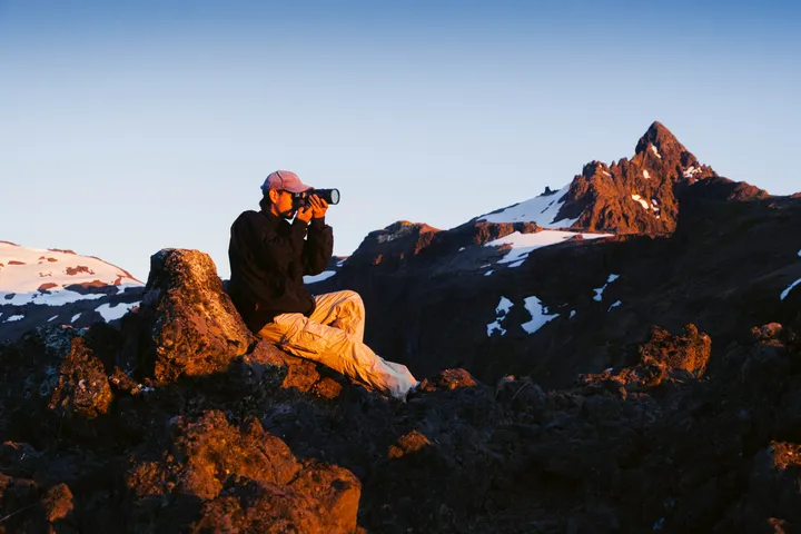 On location in the mountains during a shoot